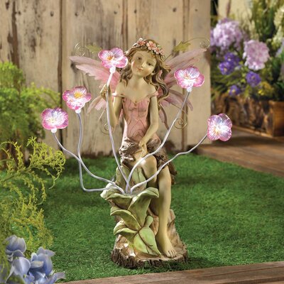 peony fairy solar statue